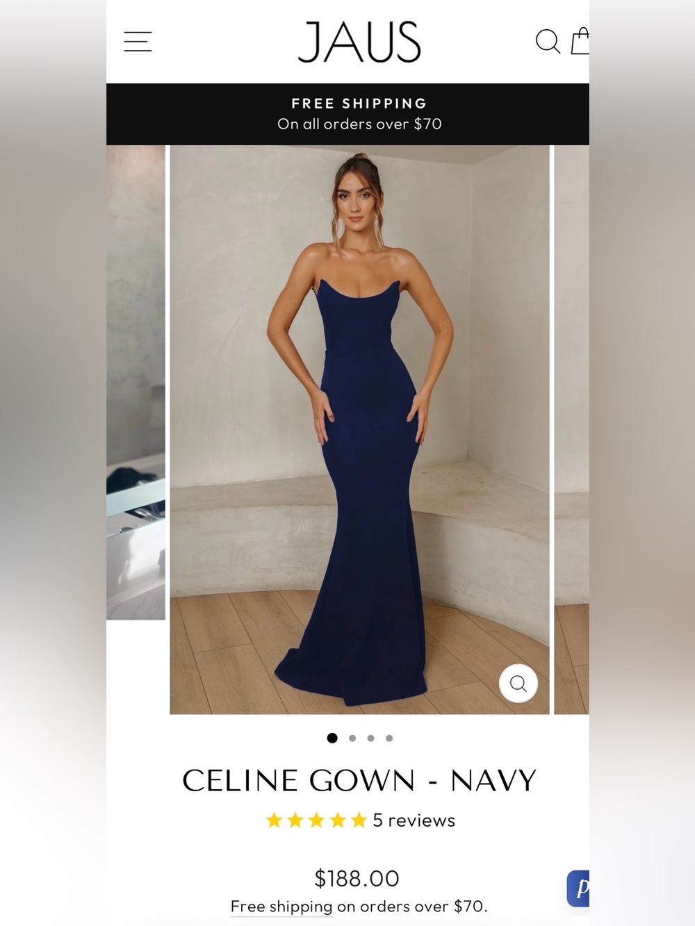 Shop Jaus Strapless Navy Celine Mermaid Gown